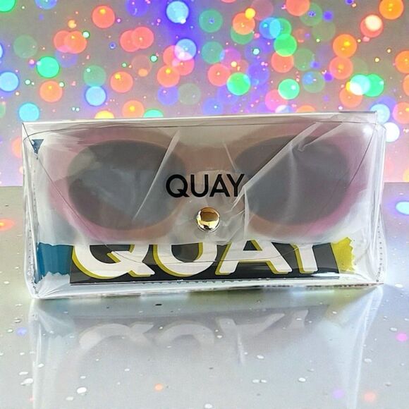 Quay Real Me Sunglasses Geometric Pink Ombre Frame Brown Lens NWT And Case main image 7